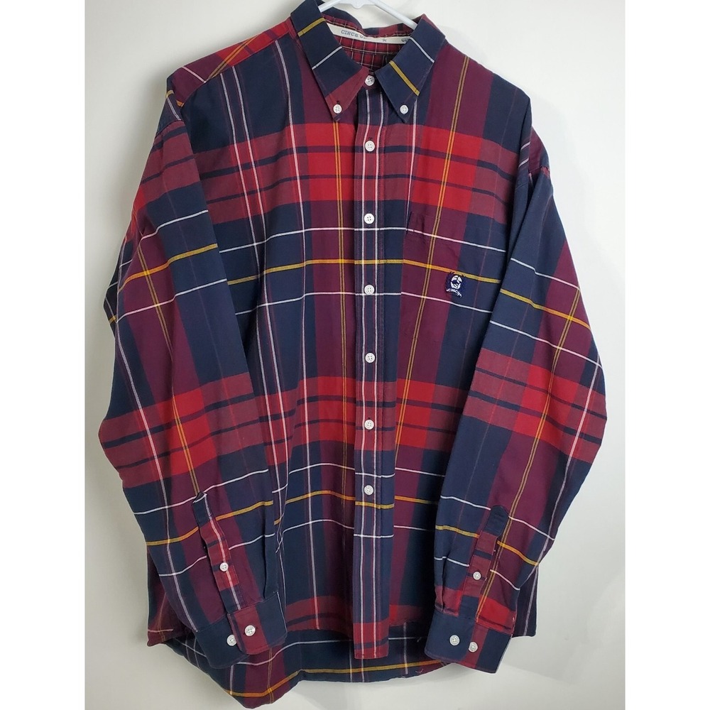 Cinch Shirt Mens Large Blue Red Plaid Western Rancher Cowboy Relaxed Long Sleeve